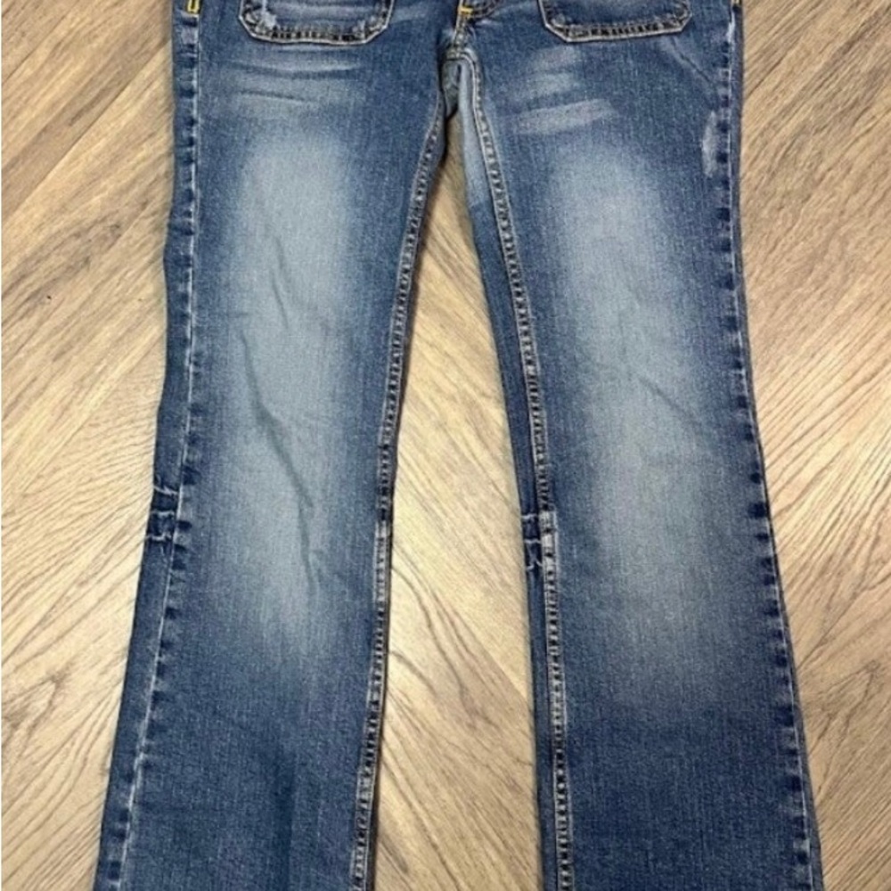 Fiorucci Distressed Jeans Kiss Design Vintage Y2K 90s Size 11.